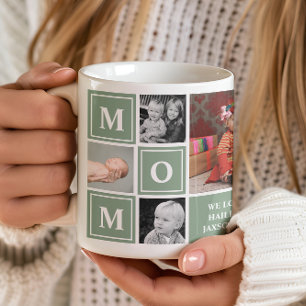Mamma Fotokollage Salvia Grönt Mors Dag Kaffemugg
