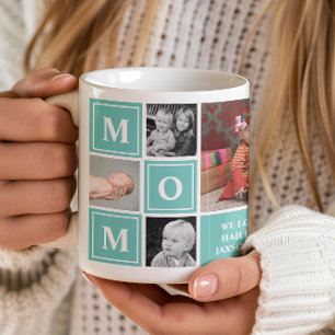 Mamma Fotokollage Turkos Mors Dag Kaffemugg