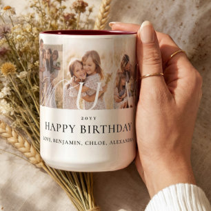 Mamma Fotosammanställning Lycklig Födelsedag Minne Två-Tonad Mugg