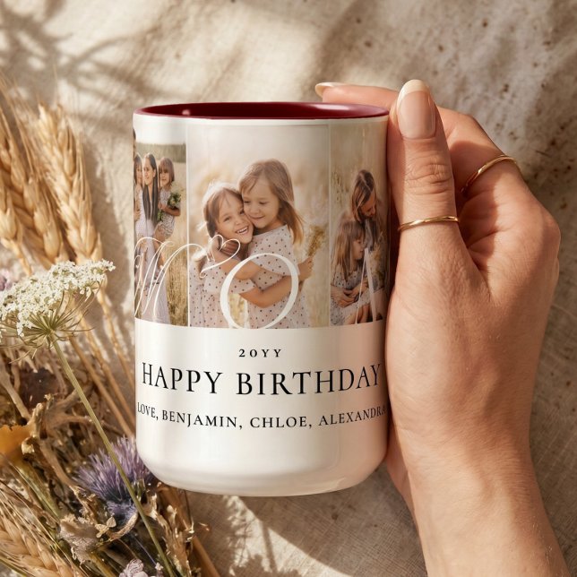 Mamma Fotosammanställning Lycklig Födelsedag Minne Två-Tonad Mugg (Mom Photo Collage Happy Birthday Keepsake Gift Two-Tone Coffee Mug)