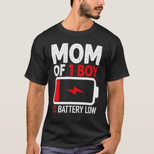 Mamma från 1 Boy Low Battery från Son Mors dag Wom T Shirt (Framsida)