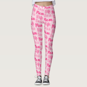 Mamma fru chef ljusa rosa anpassningsbar, söt mod leggings