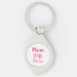 Mamma fru chef rosa, vit anpassningsbar, söt swirl silverfärgad nyckelring