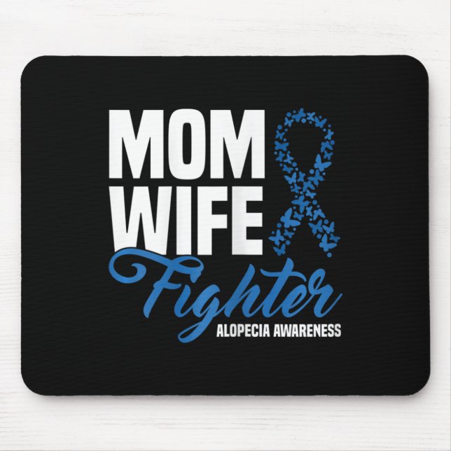 Mamma-frun Fighter Blue Ribbon Alopecia Awareness Musmatta (Framsidan)