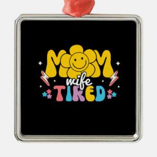 Mamma frun Tired Retro Mamma Julgransprydnad Metall