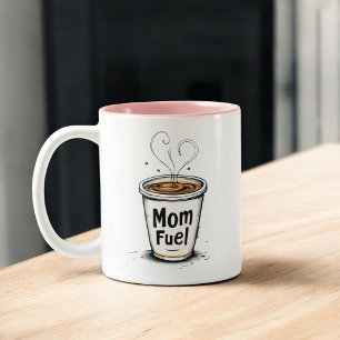 Mamma Fuel Funny Coffee Älskare Mamma Gift Två-Tonad Mugg