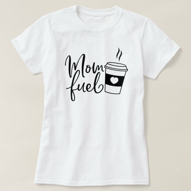 Mamma Fuel Kaffe Kopp Heart T Shirt (Design framsida)