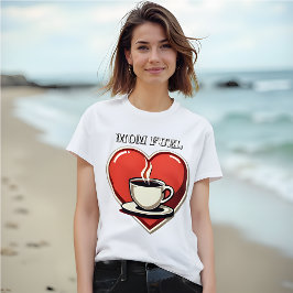 Mamma Fuel - Retro Stil Heart och kaffe T Shirt