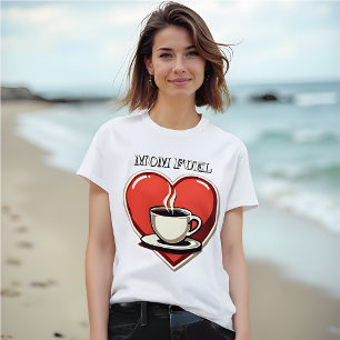 Mamma Fuel - Retro Stil Heart och kaffe T Shirt