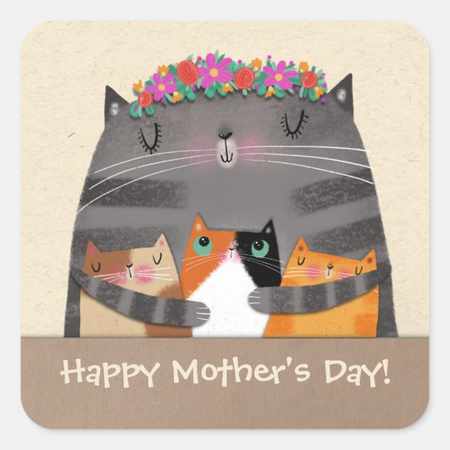 Mamma Fyrkantigt Klistermärke (Framsida)