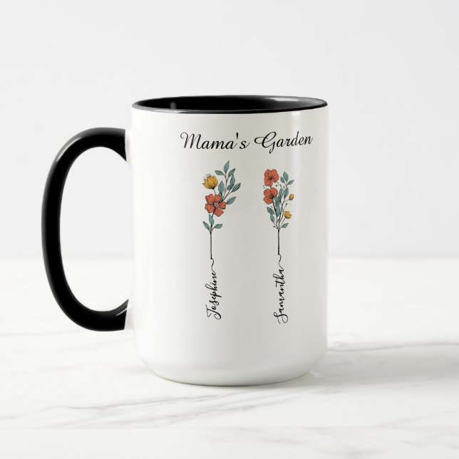Mamma Garden Anpassningsbar 2 Namn Blommigt Gift f Mugg (Vänster)