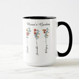Mamma Garden Anpassningsbar 3 Namn Blommigt Gift f Mugg
