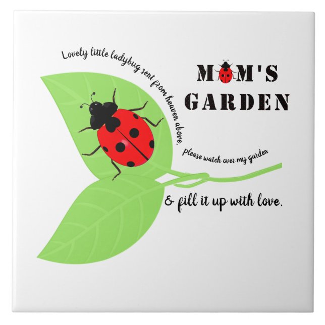 Mamma Garden Ladybug Large Ceramic Tile Kakelplatta (Framsidan)