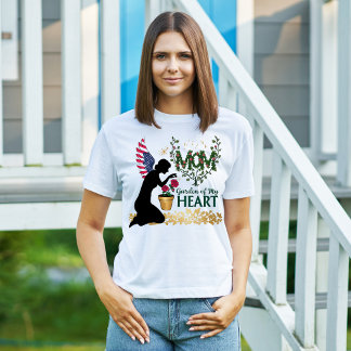 Mamma - Garden of My Heart Blommigt Angel Design T Shirt