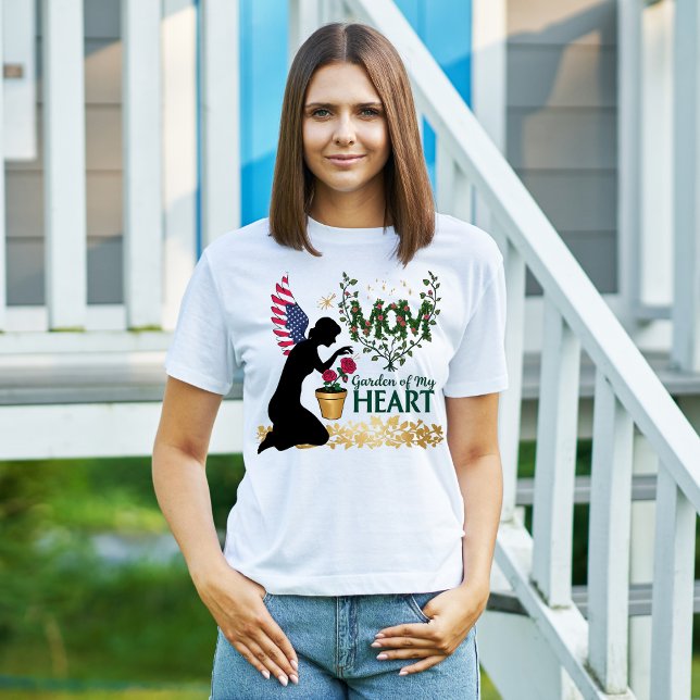 Mamma - Garden of My Heart Blommigt Angel Design T Shirt (Skapare uppladdad)