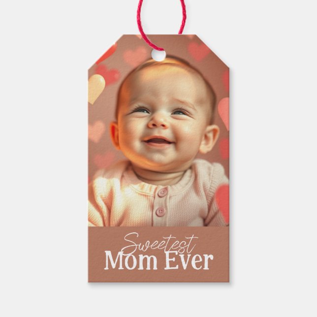 Mamma Gift Lägg till bild och text Presentetikett (Framsidan)