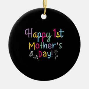 Mamma Gift Lycklig First Mors dag Julgransprydnad Keramik