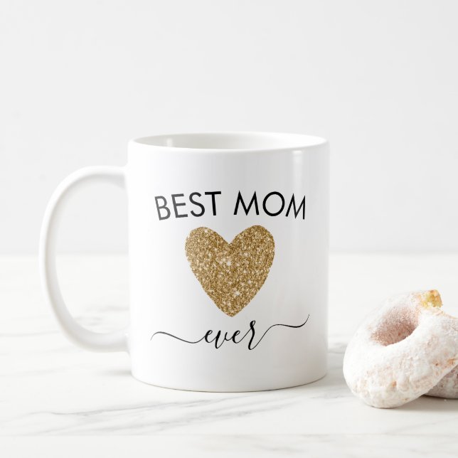 Mamma Gift Mors dag, bästa Mamma-Guld-Glitter Kaffemugg (Med munk)