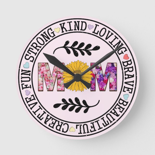 Mamma Gift Rund Klocka (Framsida)
