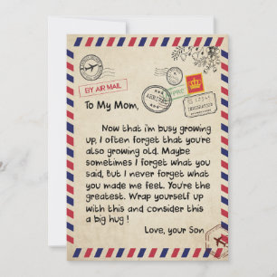 Mamma Gifts Brev till min Mamma Kärlek från min Julkort