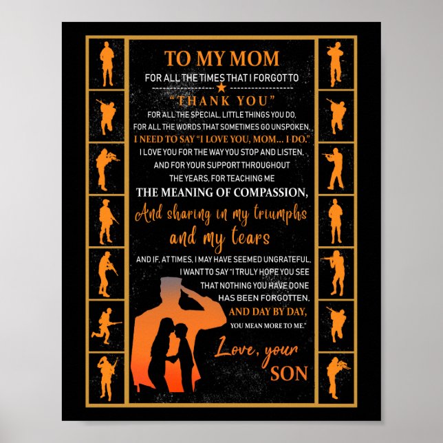 Mamma Gifts | Brev till min Mamma Kärlek från min  Poster (Framsidan)