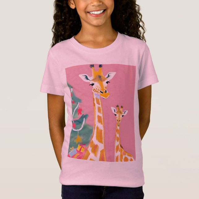 Mamma giraff och unge t shirt (Framsida)