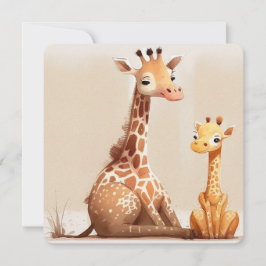 Mamma Giraffe med Baby Inbjudningar