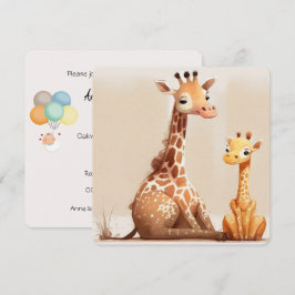 Mamma Giraffe med Baby Inbjudningar