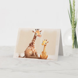 Mamma Giraffe med Baby Kort