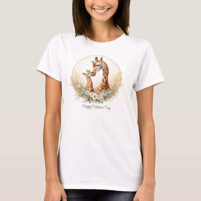 Mamma giraffe med baby safari pampas Mors dag T Shirt (Framsida)