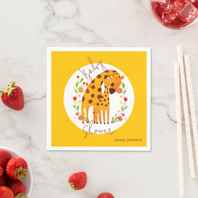Mamma Giraffe och Calf Baby Shower Pappersservett (Insitu)