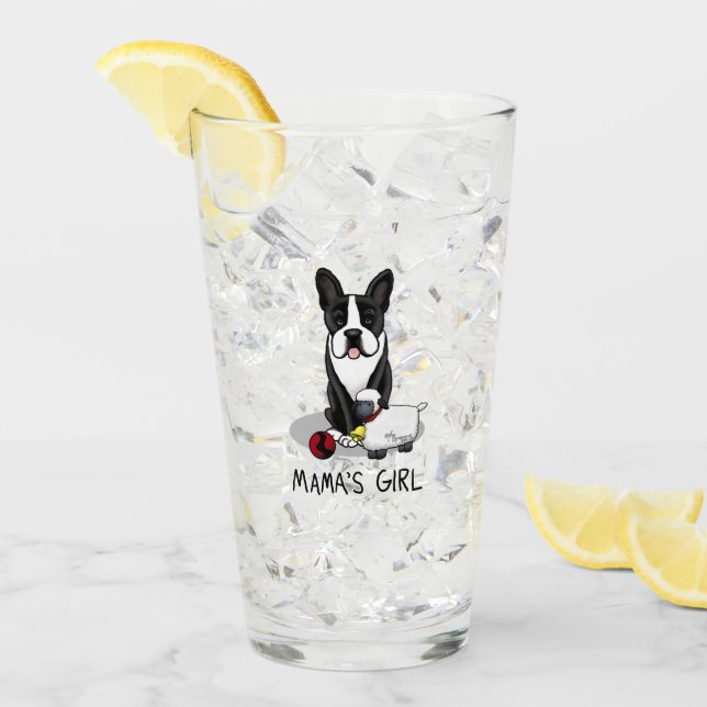 Mamma Girl #2 Boston Terrier Hund (svart) Cute Glaskopp (Framsida Ice)