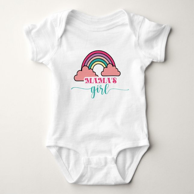 Mamma Girl Cute Flicka Rainbow typography T Shirt (Framsida)