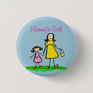 Mamma Girl Family Art Anpassningsbar Pendant Butto Knapp