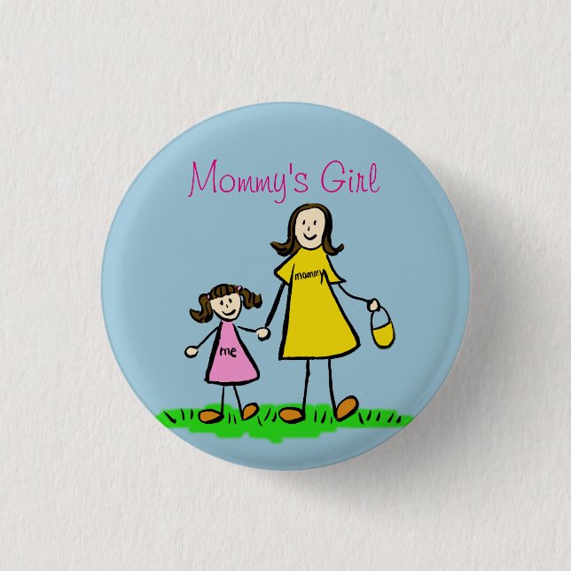Mamma Girl Family Art Anpassningsbar Pendant Butto Knapp (Framsida)