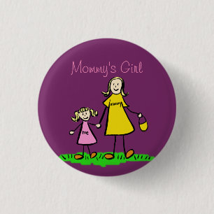 Mamma Girl Family Art Anpassningsbar Pendant Butto Knapp