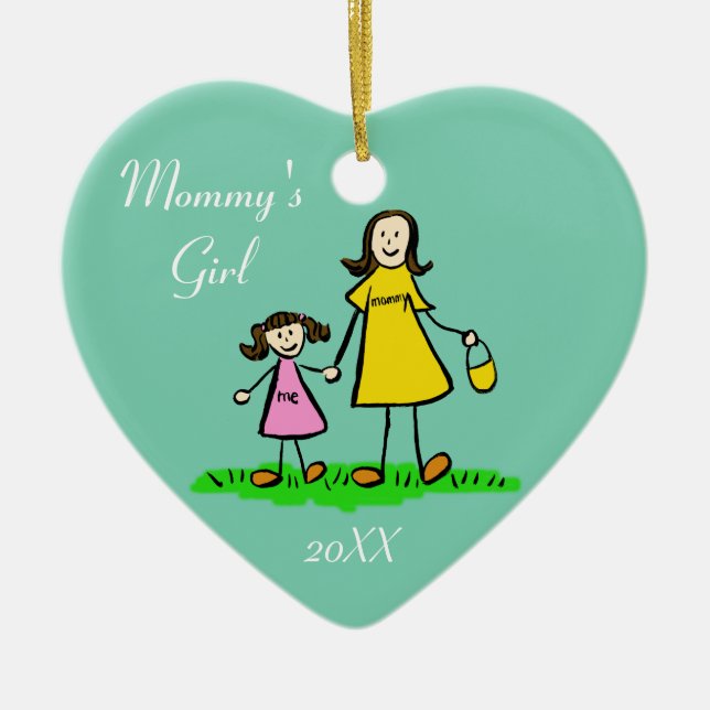 Mamma Girl Family Characters Anpassningsbar Art Or Julgransprydnad Keramik (Framsidan)