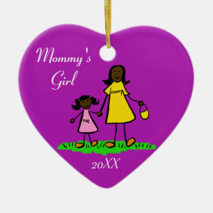 Mamma Girl Family Characters Anpassningsbar Art Or Julgransprydnad Keramik