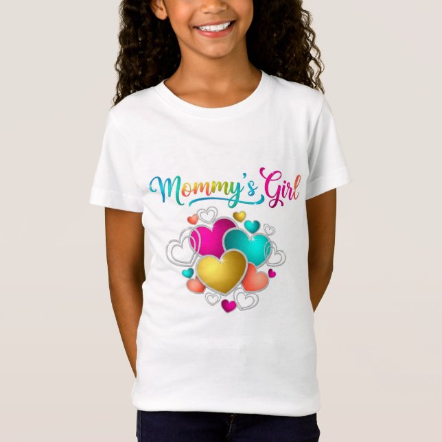 Mamma Girl med Vibrant Hearts T Shirt (Framsida)