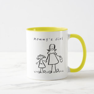 Mamma Girl Teckning Mugg eller Kopp