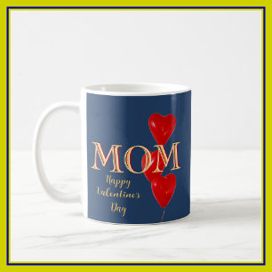 Mamma Glad Alla hjärtans dag Hearts Blue Red Kaffemugg