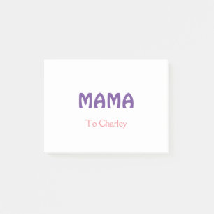 Mamma glad mor retro lila lägg till namn text vint post-it block
