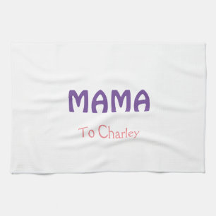 Mamma glad mors retro lila lägg till namn text vin kökshandduk