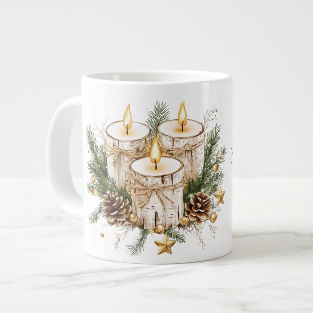 Mamma God jul Birch Träd Candles Jumbo Mugg (Framsida vänster)