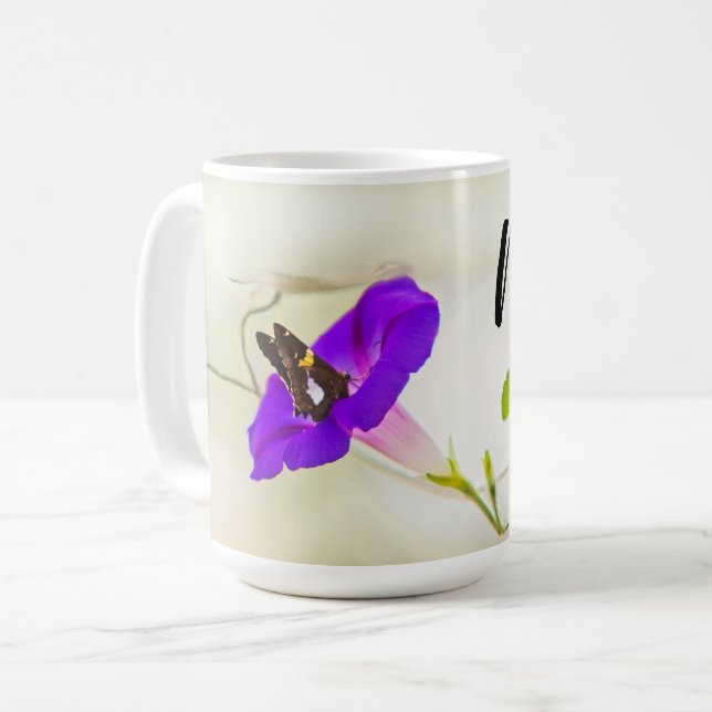 Mamma God morgon Glory och Butterfly Kaffemugg (Framsida vänster)