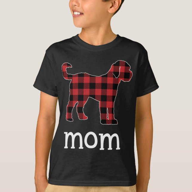 Mamma Goldendoodle Red Plade Julmatchning Fami T Shirt (Framsida)