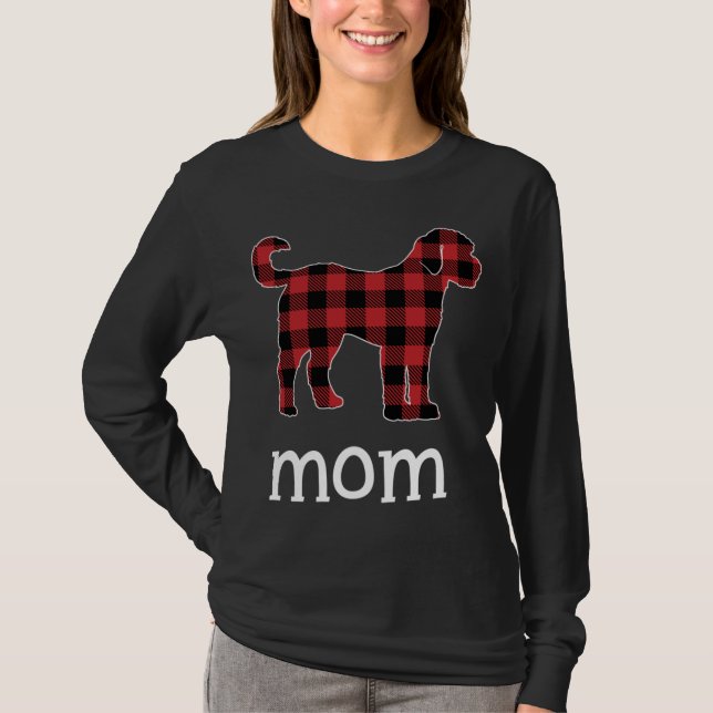 Mamma Goldendoodle Red Plade Julmatchning Fami T Shirt (Framsida)