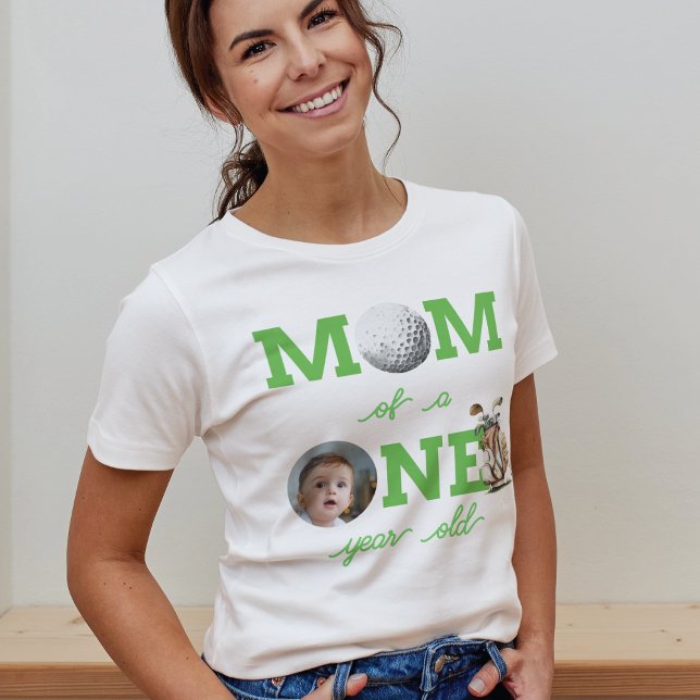 Mamma Golf First Birthday Photo Personlig T Shirt (Skapare uppladdad)