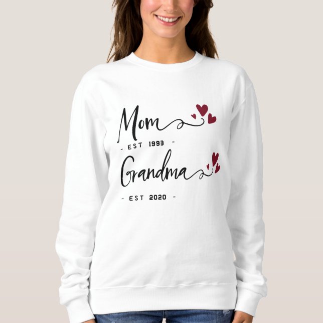 Mamma Grandma EST. Gift för Mamma Personlig T Shirt (Framsida)