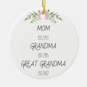 Mamma Grandma Underbar Grandma Est Anpassningsbar  Julgransprydnad Keramik
